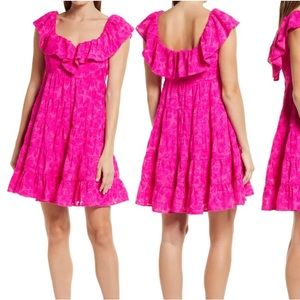 Lilly Pulitzer Emie Ruffle Trim Swing Dress in Berry Soirée